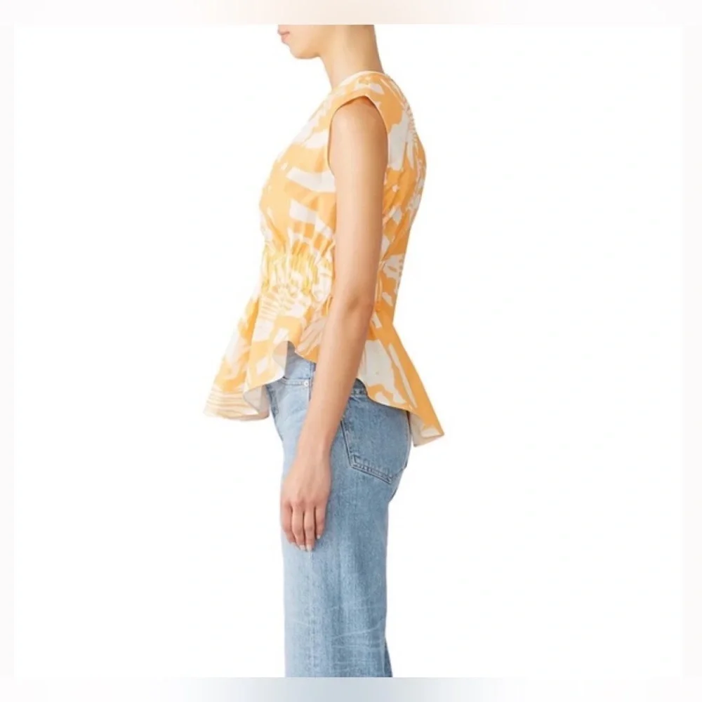 Genny Rent the Runway Tropical Orange Rouched top sz :US:0 - Picture 3 of 13
